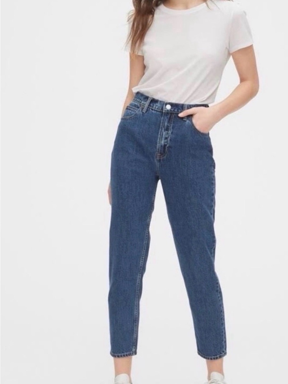 GAP High-Rise Dark Blue Straight-Leg Jeans